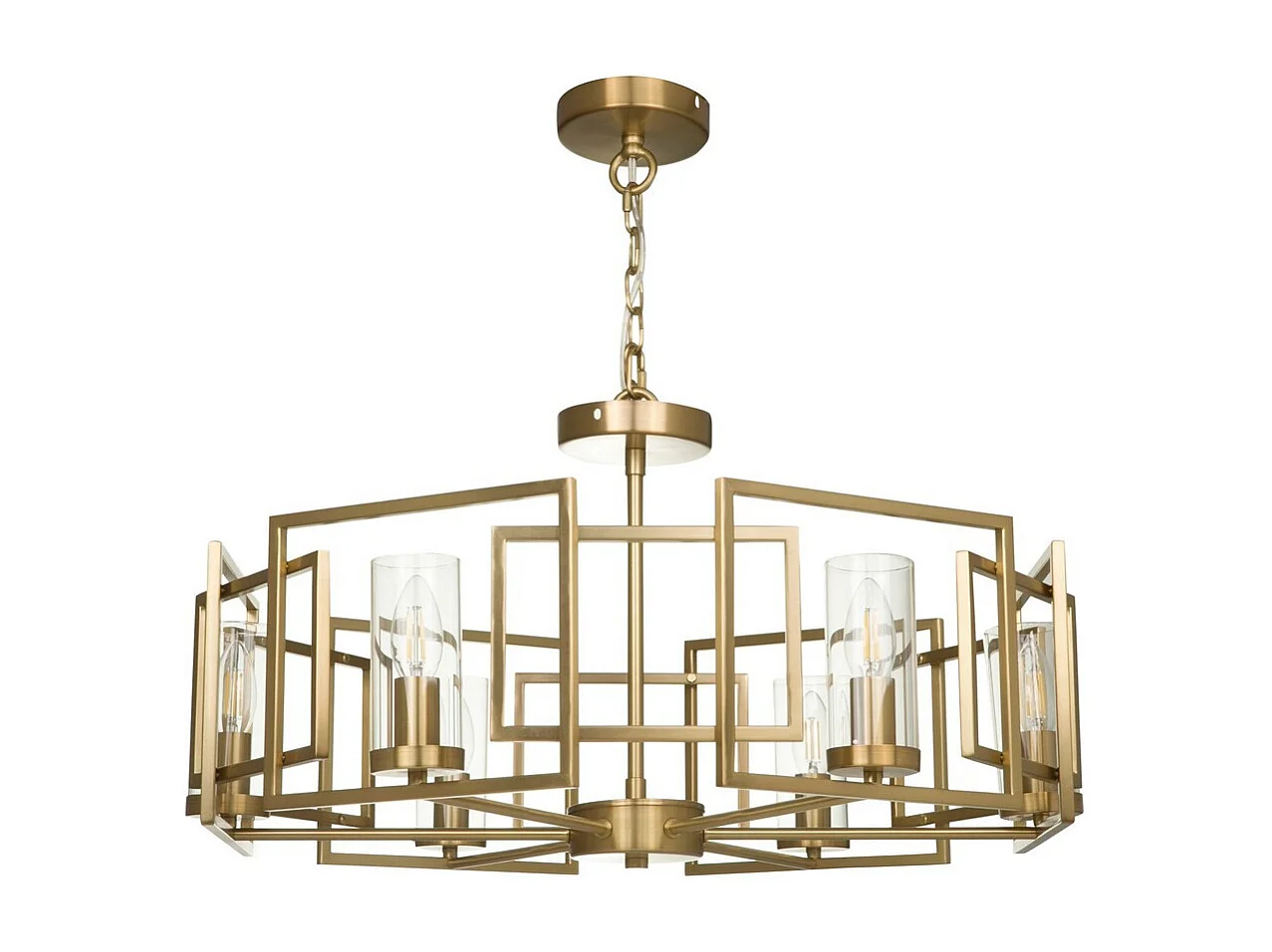 Bowi Lampada a Sospensione Cilindrica da Soffitto Oro, 6 Luci, E14