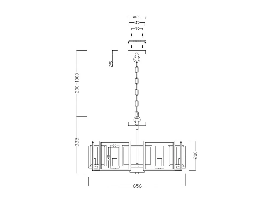 Bowi Lampada a Sospensione Cilindrica da Soffitto Oro, 6 Luci, E14