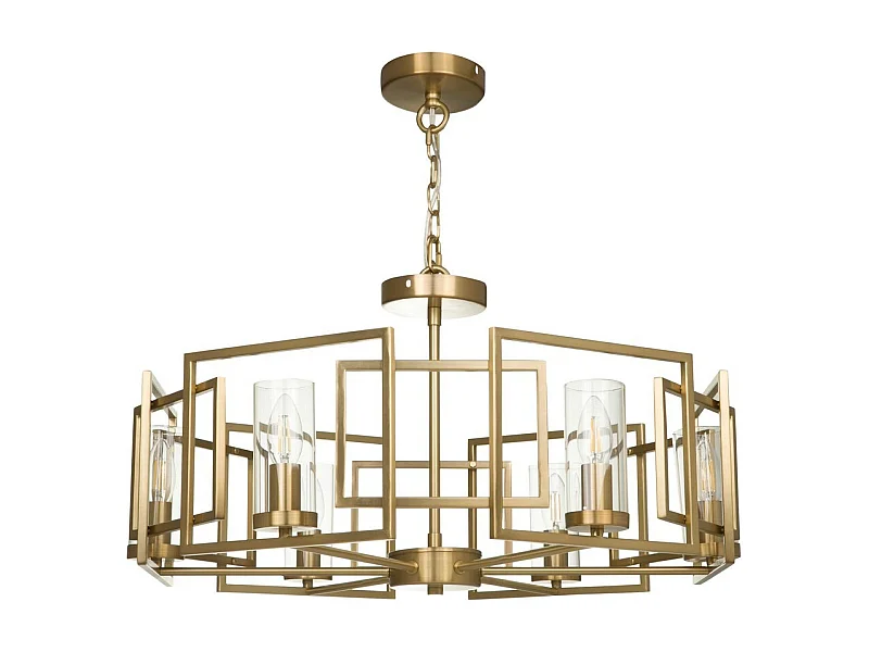 Bowi Lampada a Sospensione Cilindrica da Soffitto Oro, 6 Luci, E14