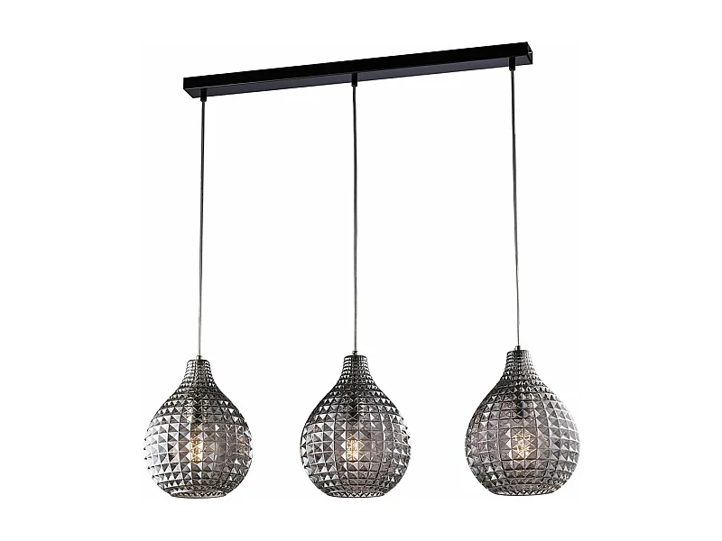 Diamante Schiene Schwarz/Chrom, 3x G9, Glas grau verspiegelt, L88x21 cm - BL300-BIN3-SP