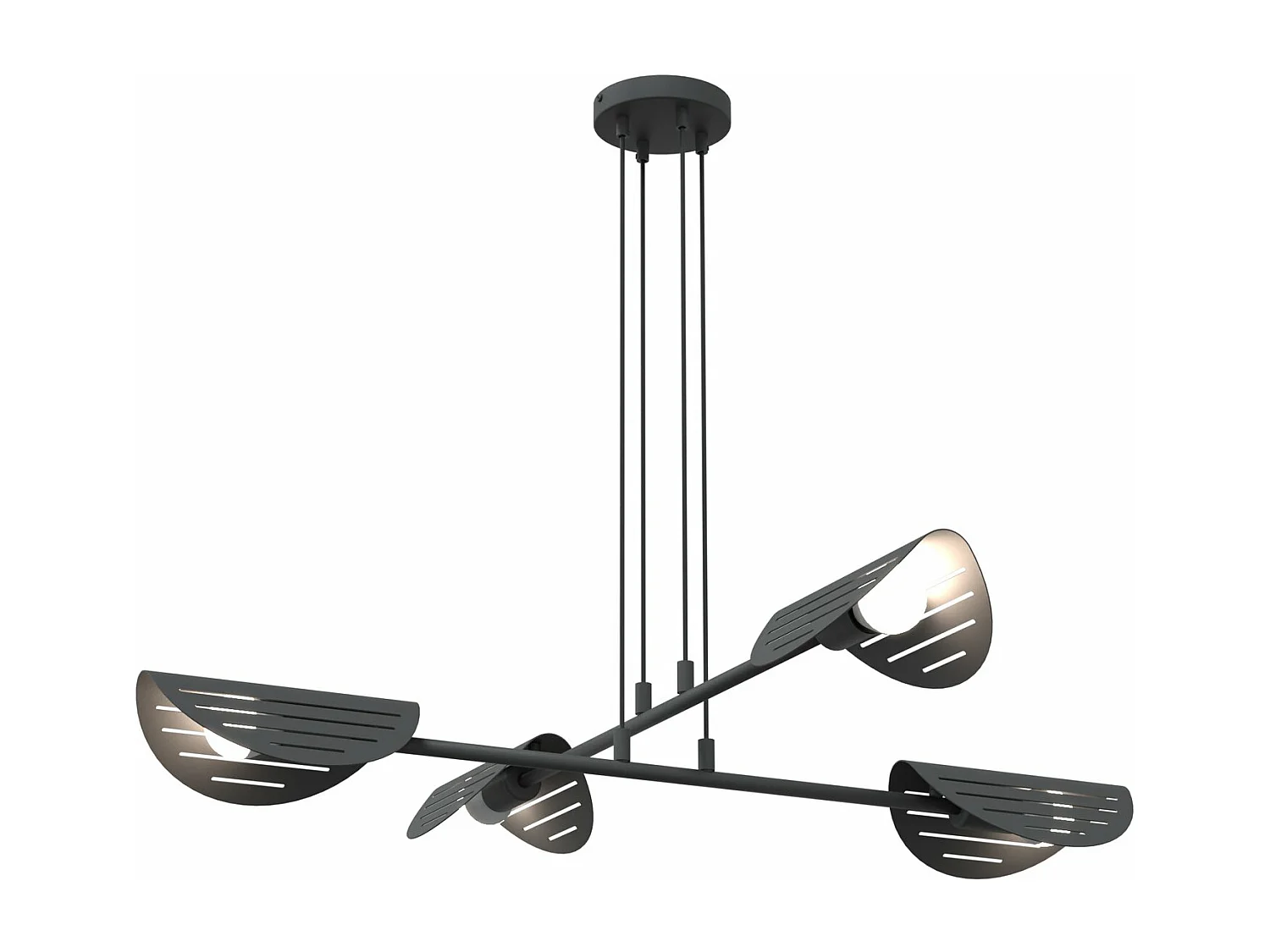 Lampadario Moderno 4 Luci Saber A Bracci In Acciaio Nero