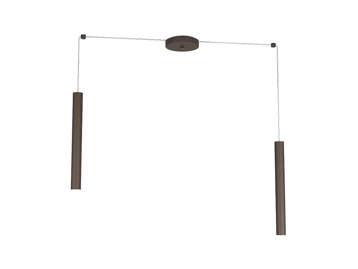 Round Tube Sospensione 2 Luci Marrone Cavo Cm.250 Con Base