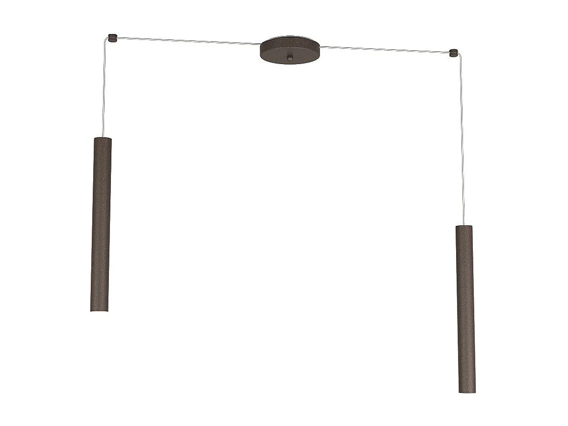 Round Tube Sospensione 2 Luci Marrone Cavo Cm.250 Con Base