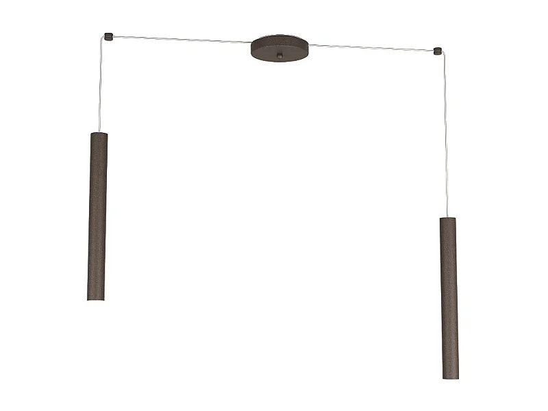 Round Tube Sospensione 2 Luci Marrone Cavo Cm.250 Con Base