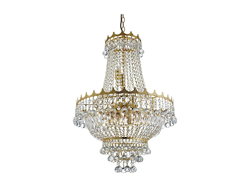 Searchlight Versailles Lustre en cristal à 9 ampoules au fini doré, E14