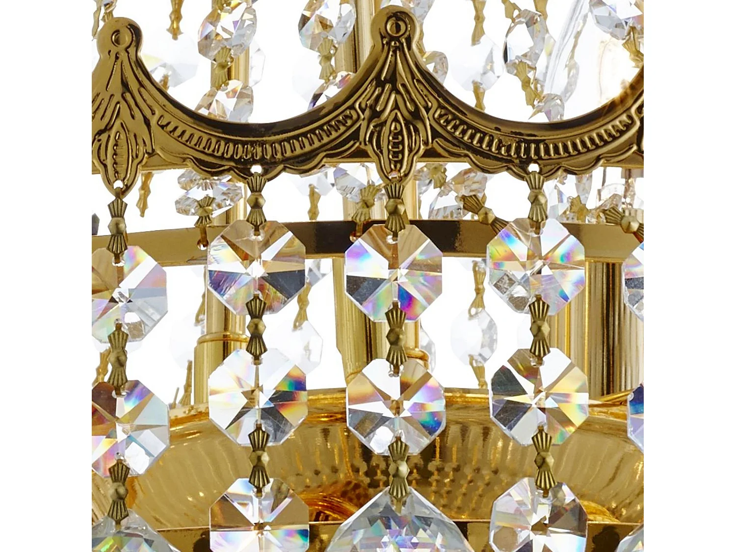 Searchlight Versailles - Lampadario a 9 luci in cristallo finitura oro, attacco E14