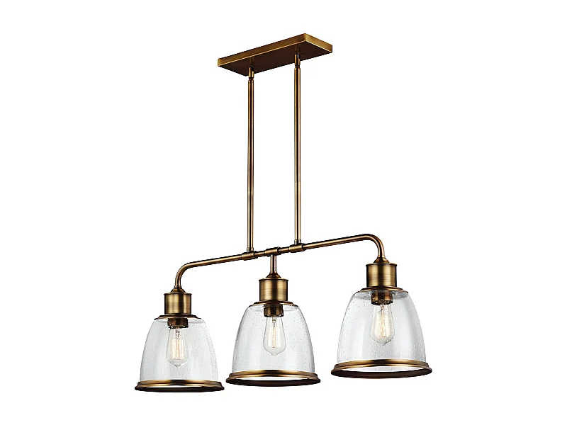 Elstead Hobson - Lampadario a 3 luci a soffitto a isola Lampadario a sospensione in ottone chiaro, E27