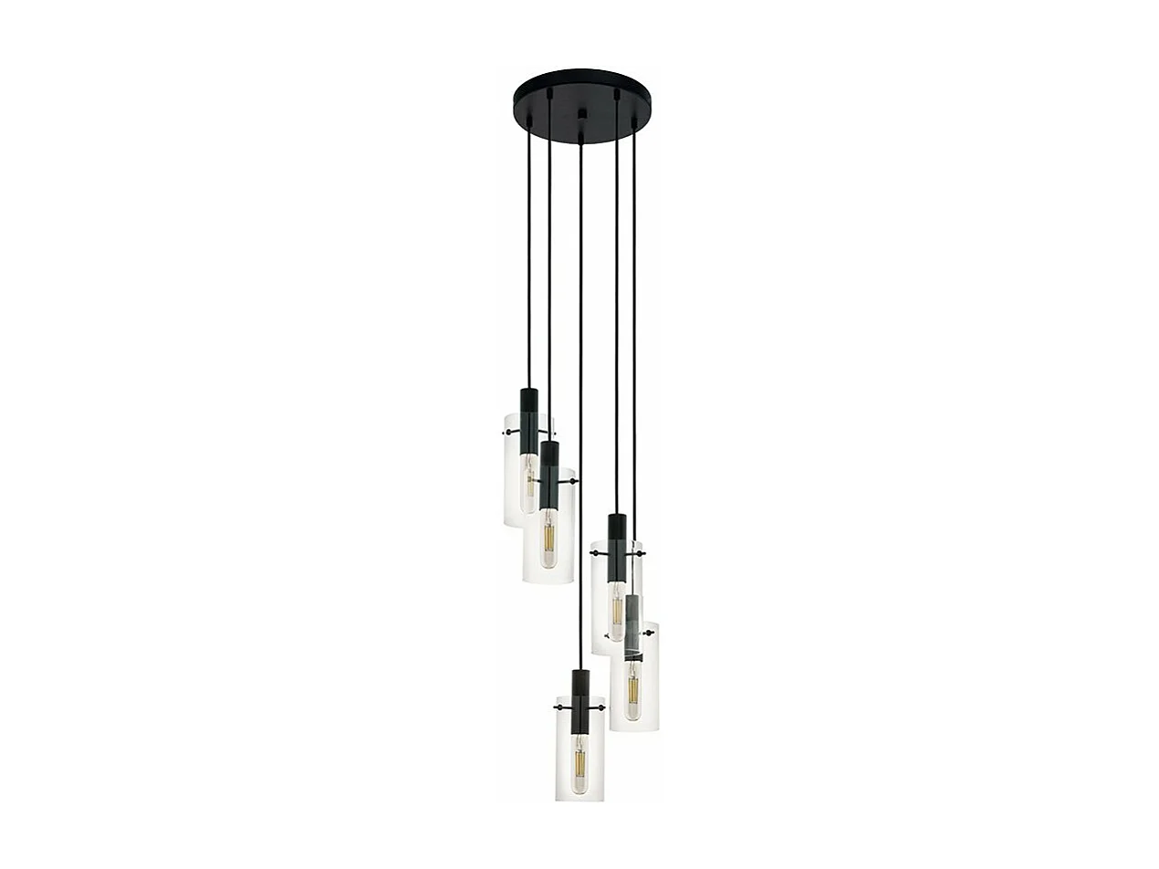 Lampadario Industrial Montefino 5 Luci Acciaio Nero