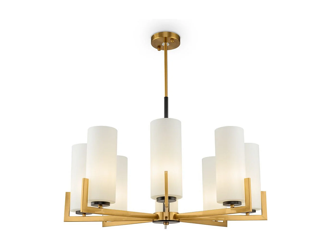 Maytoni Fortano Lustre moderne en laiton à 8 lumières Fortano avec abat-jour en verre