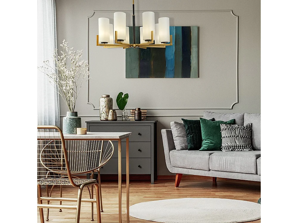 Maytoni Fortano Lustre moderne en laiton à 8 lumières Fortano avec abat-jour en verre