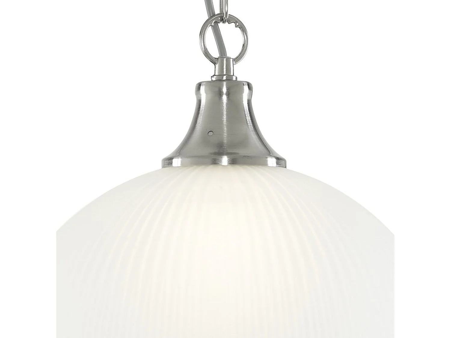 Searchlight American Diner - Lampadario a 1 luce a cupola in argento satinato, vetro acidato, attacco E27