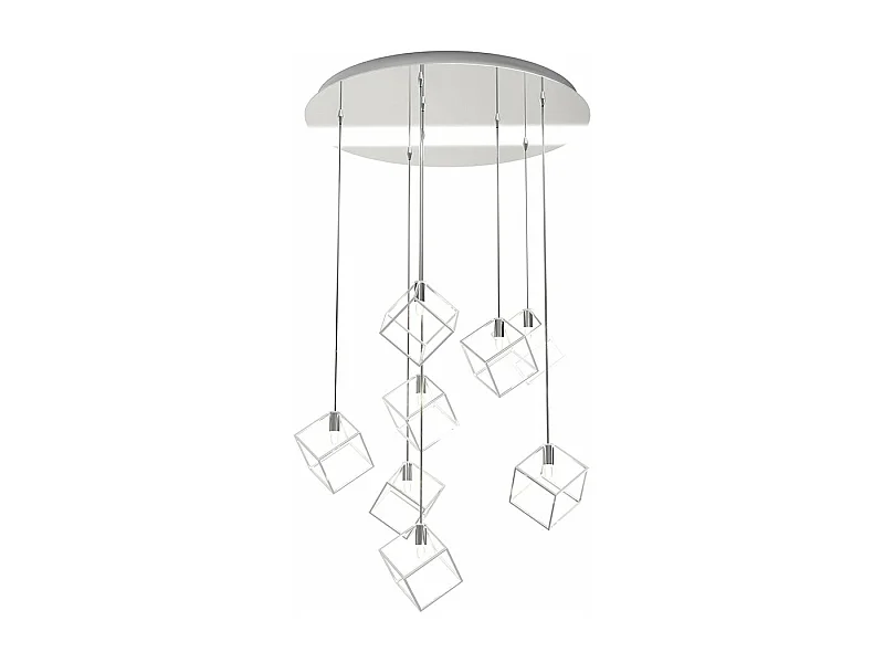 Sospensione Moderna Frame Metallo Cromo 8 Luci G9