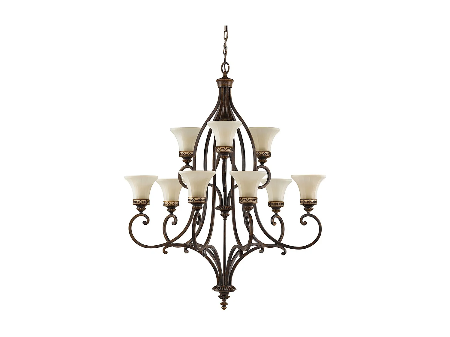 Lampadario Contemporaneo Drawing Room Acciaio Noce Vetro 9 Luci E27