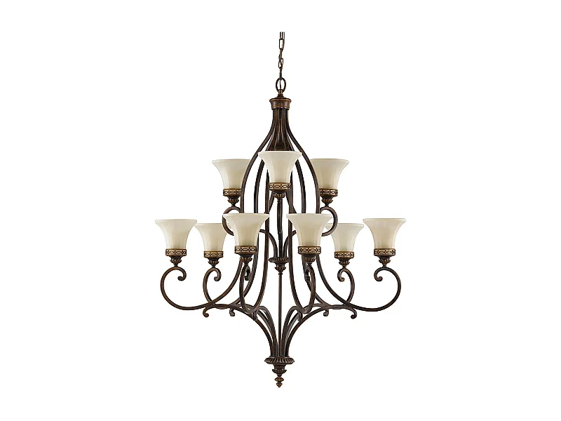 Lampadario Contemporaneo Drawing Room Acciaio Noce Vetro 9 Luci E27