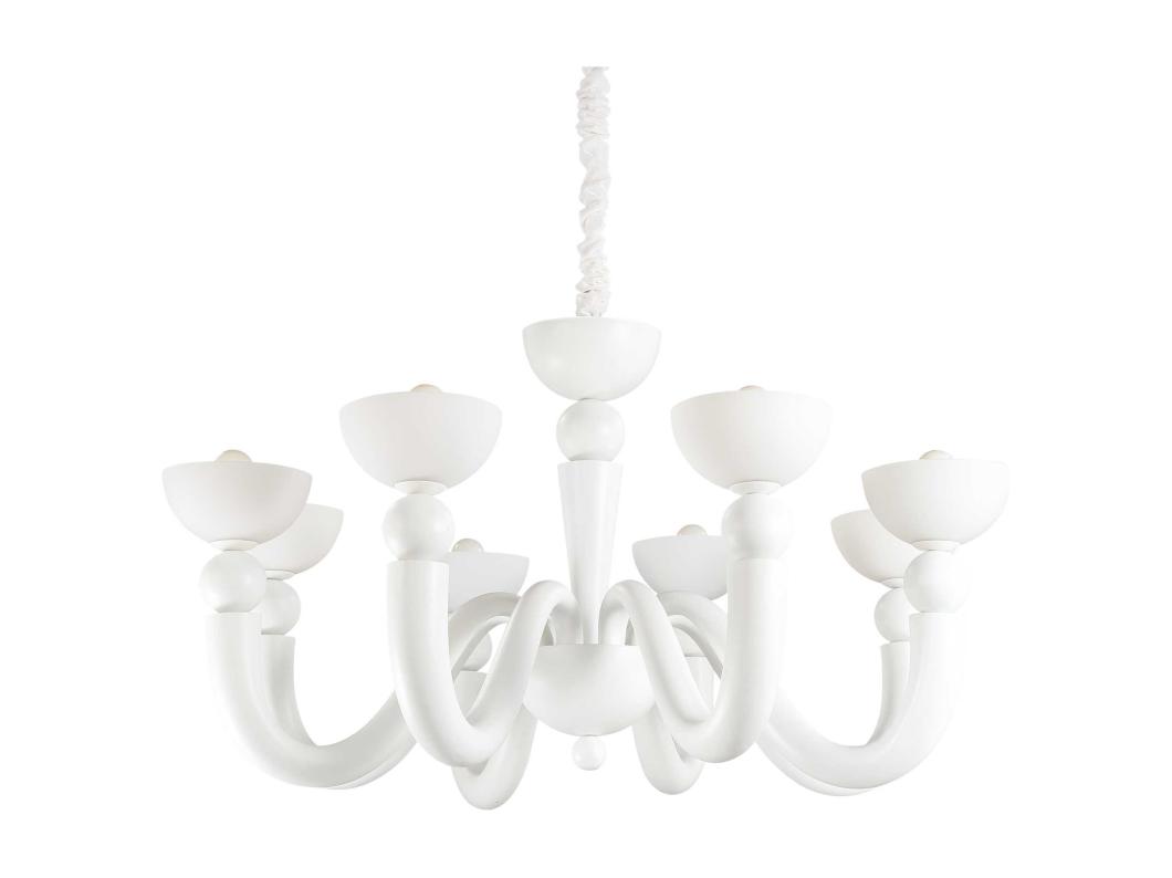 Ideal Lux Bon Bon - Lampadario a 8 luci multibraccio finitura bianca, attacco E14