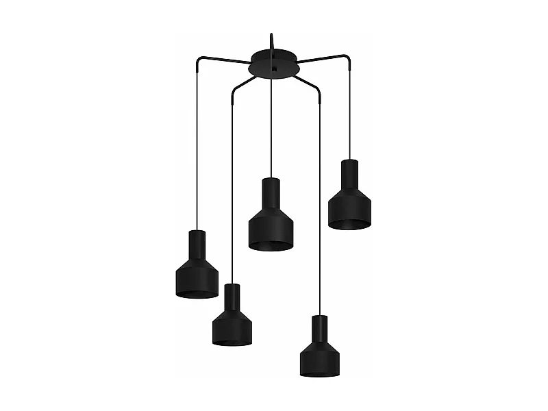 Lampadario Moderno Casibare 5 Luci Acciaio Nero