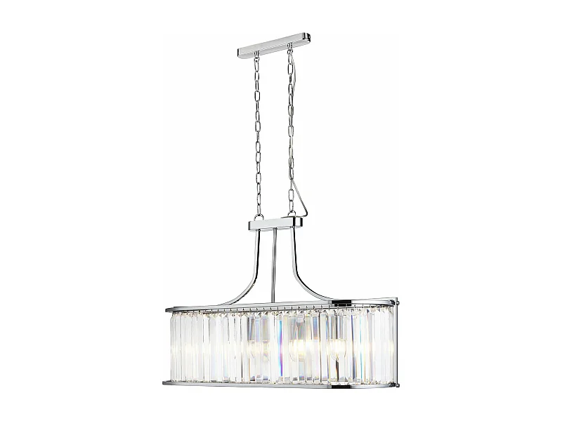 Lampadario Contemporaneo Victoria Acciaio Cromo Vetro 5 Luci E27