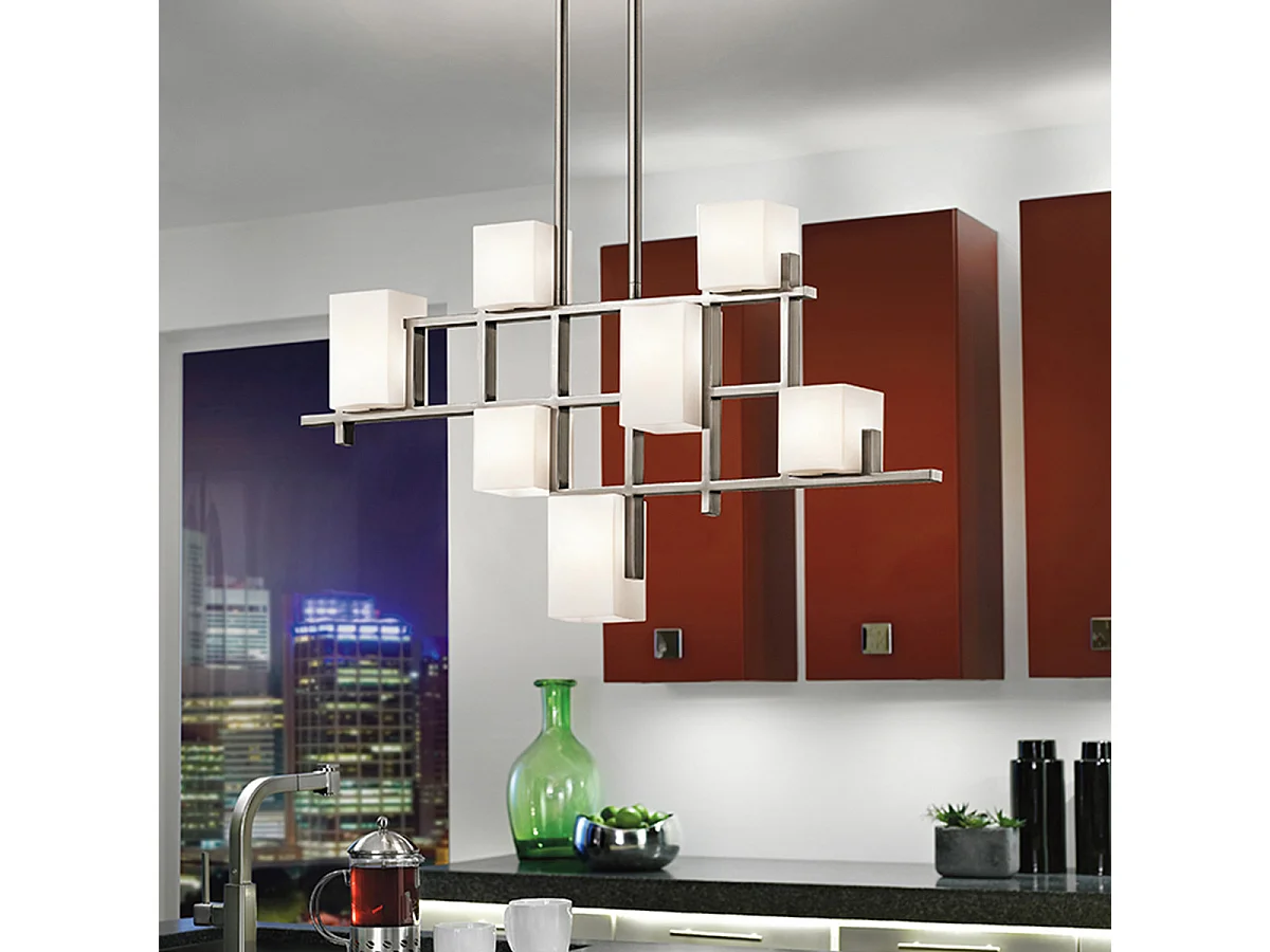 Elstead City Lights - Lampadario a 7 luci a sospensione in peltro classico chiaro, G9