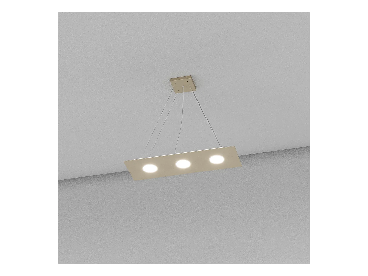 Lampadario Moderno Rettangolare Area Metallo Sabbia 3 Luci Gx53