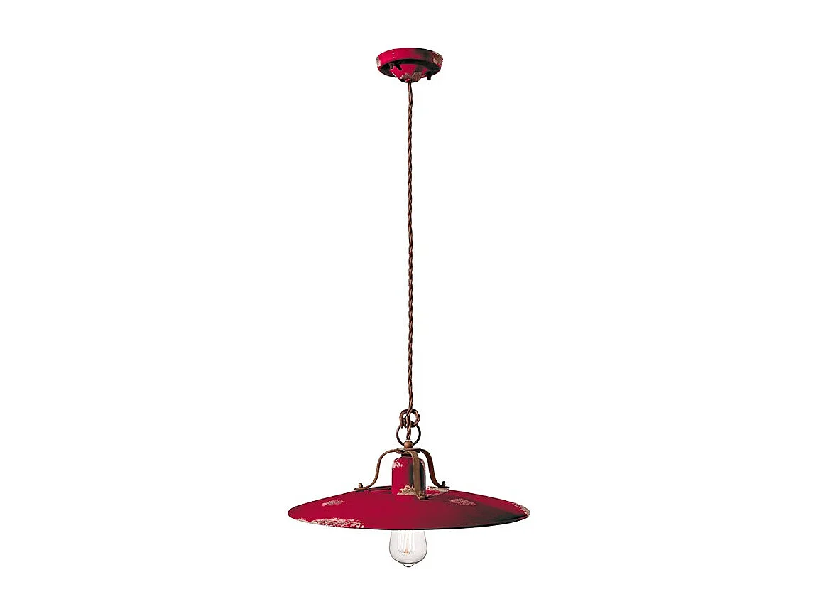 Lampadario Vintage Country Ferro E Ceramica Bordeaux 1 Luce E27