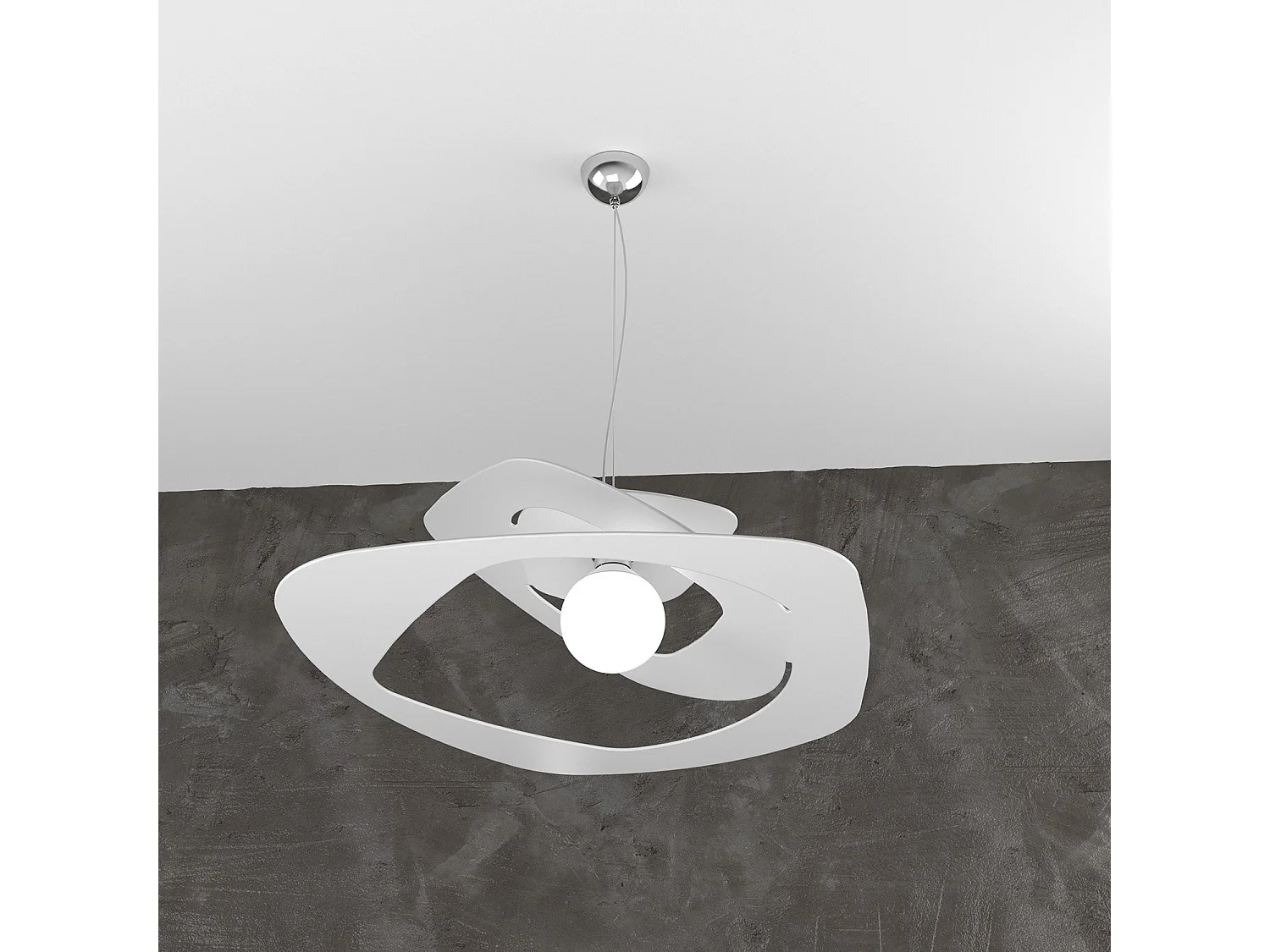 Warped Sospensione D.65 Cm. 1 Luce Bianco