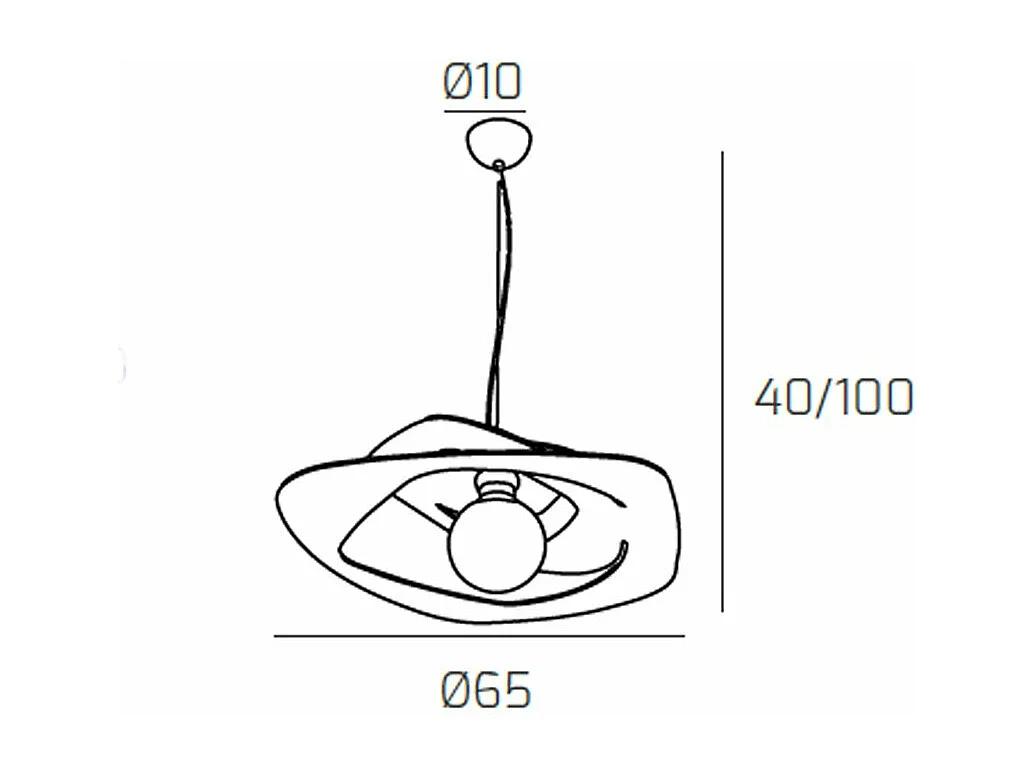 Warped Sospensione D.65 Cm. 1 Luce Bianco