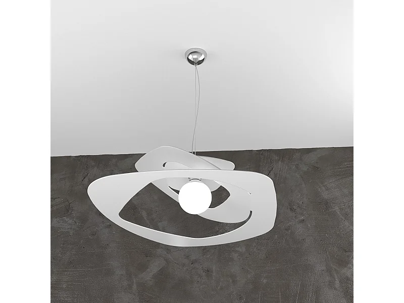 Warped Sospensione D.65 Cm. 1 Luce Bianco