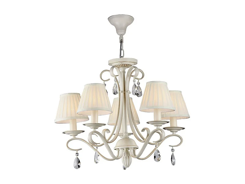 Brionia Kronleuchter Beige mit plissierten Satinschirmen, 5 Licht, E14