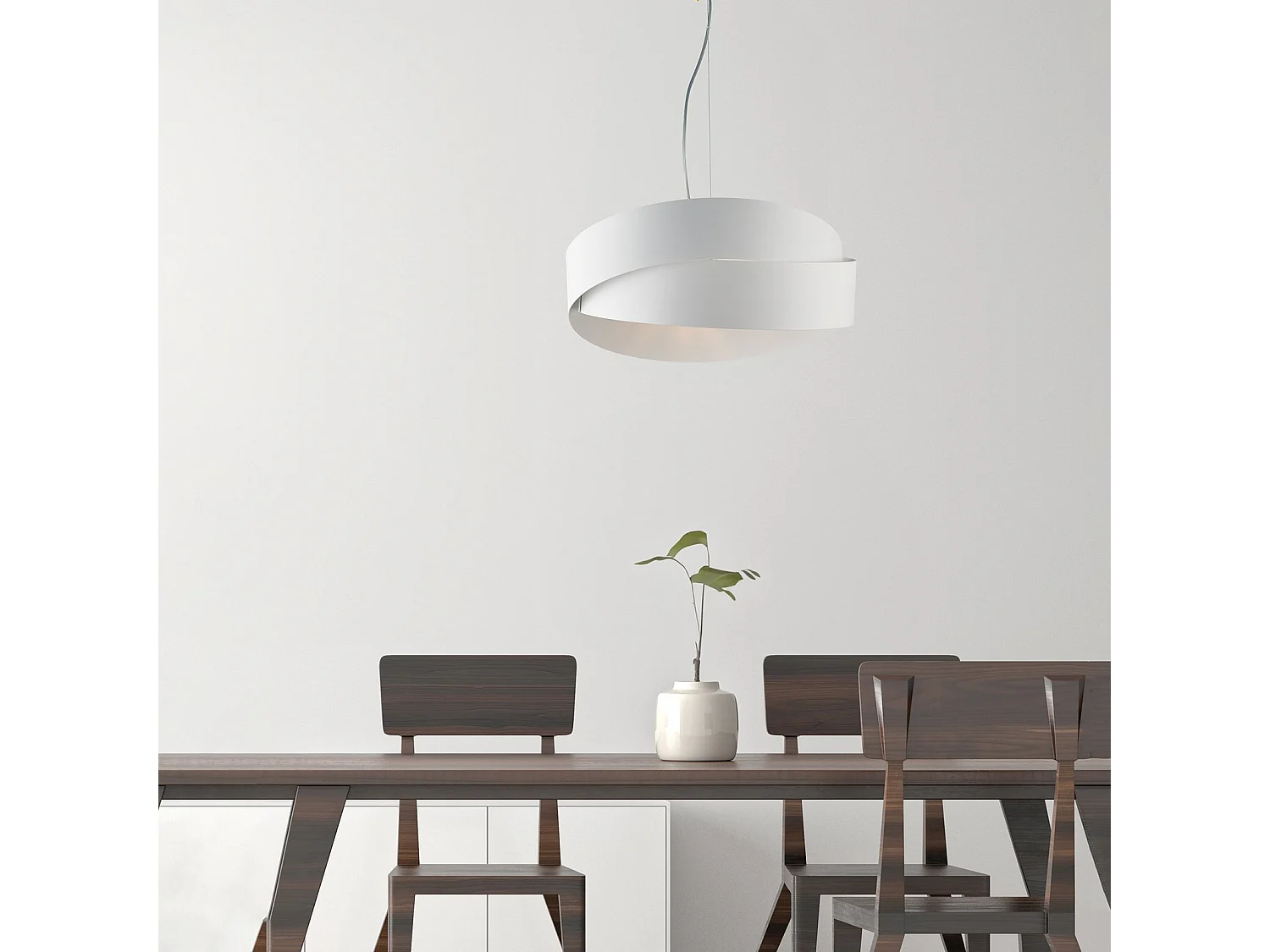 Astro Suspension en fer laqué blanc avec câble acier orientable 2 lumières 122 d.46 BL207-2-BCO