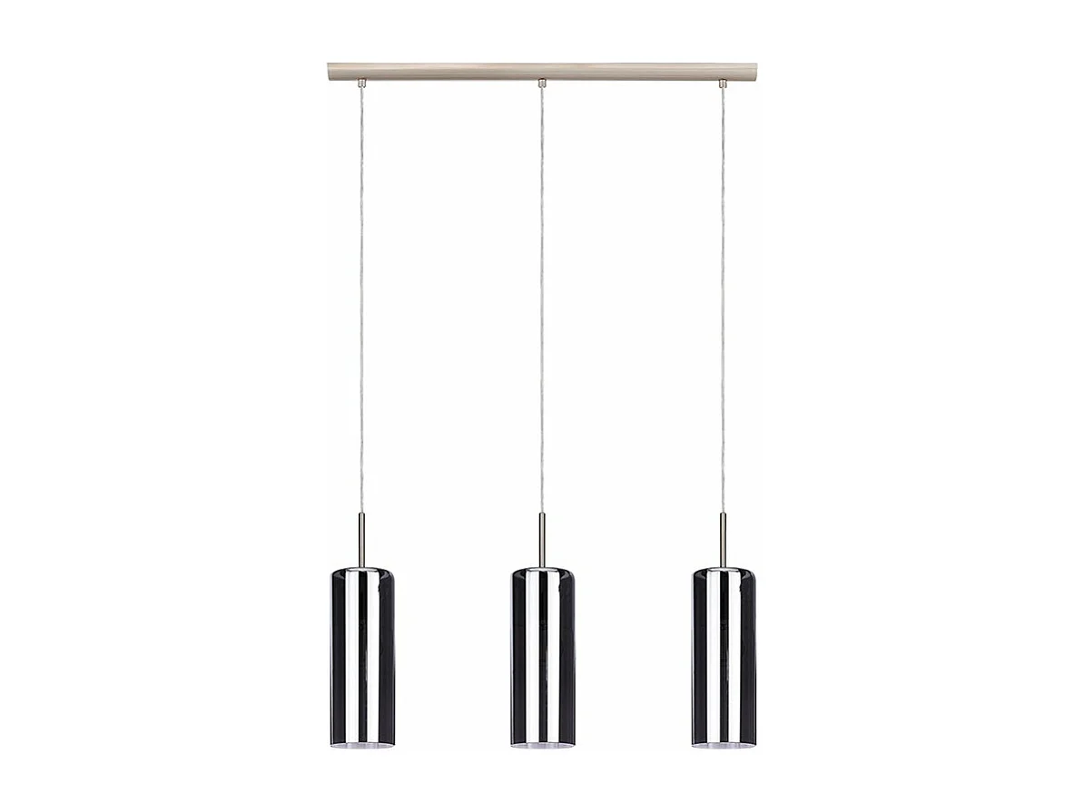 Lampadario Industrial Selvino 3 Luci Acciaio Grigio Opaco Diffusore Nero