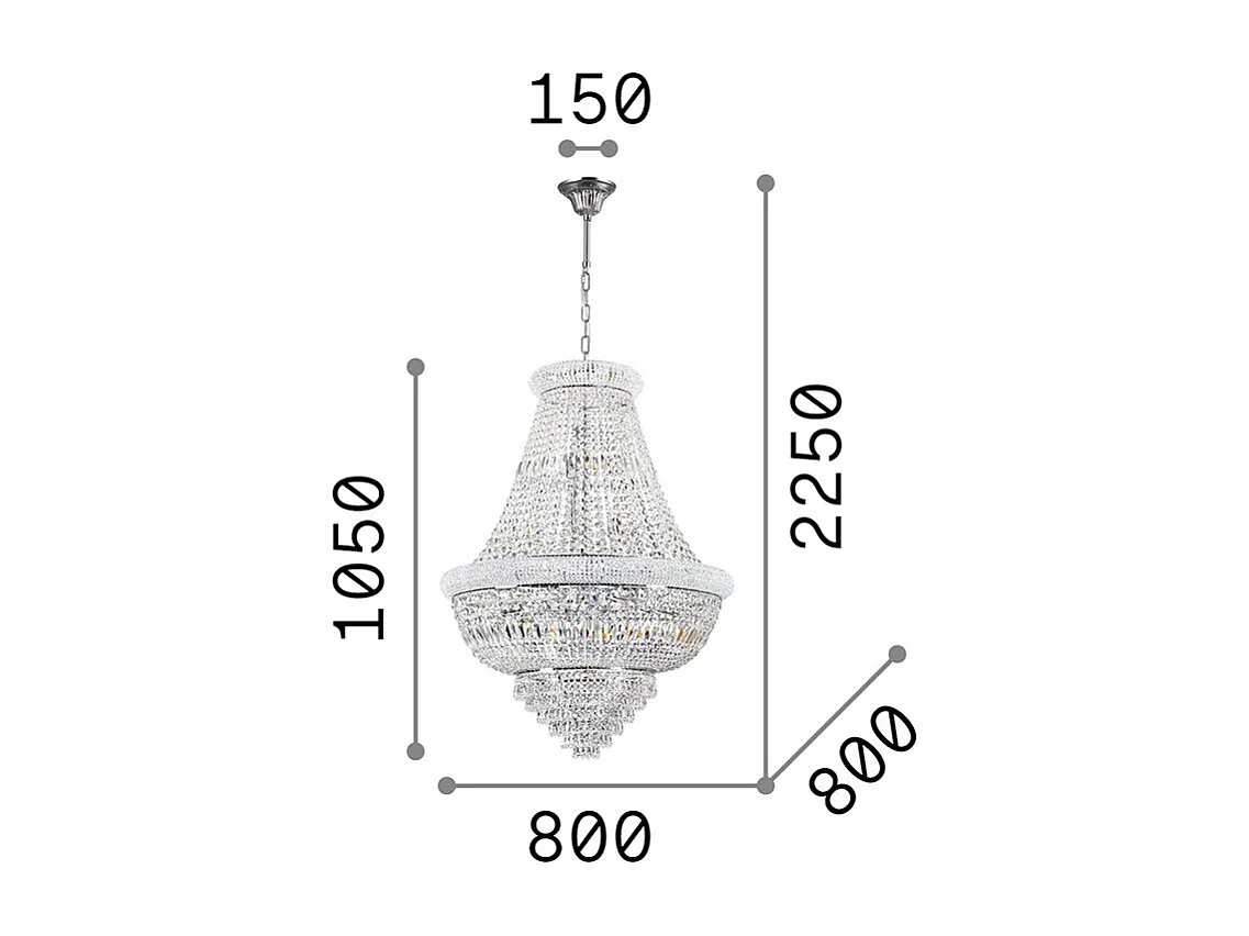 Ideal Lux DUBAI - Deckenleuchte Kronleuchter Pendelleuchte 24 Lichter Gold, E14