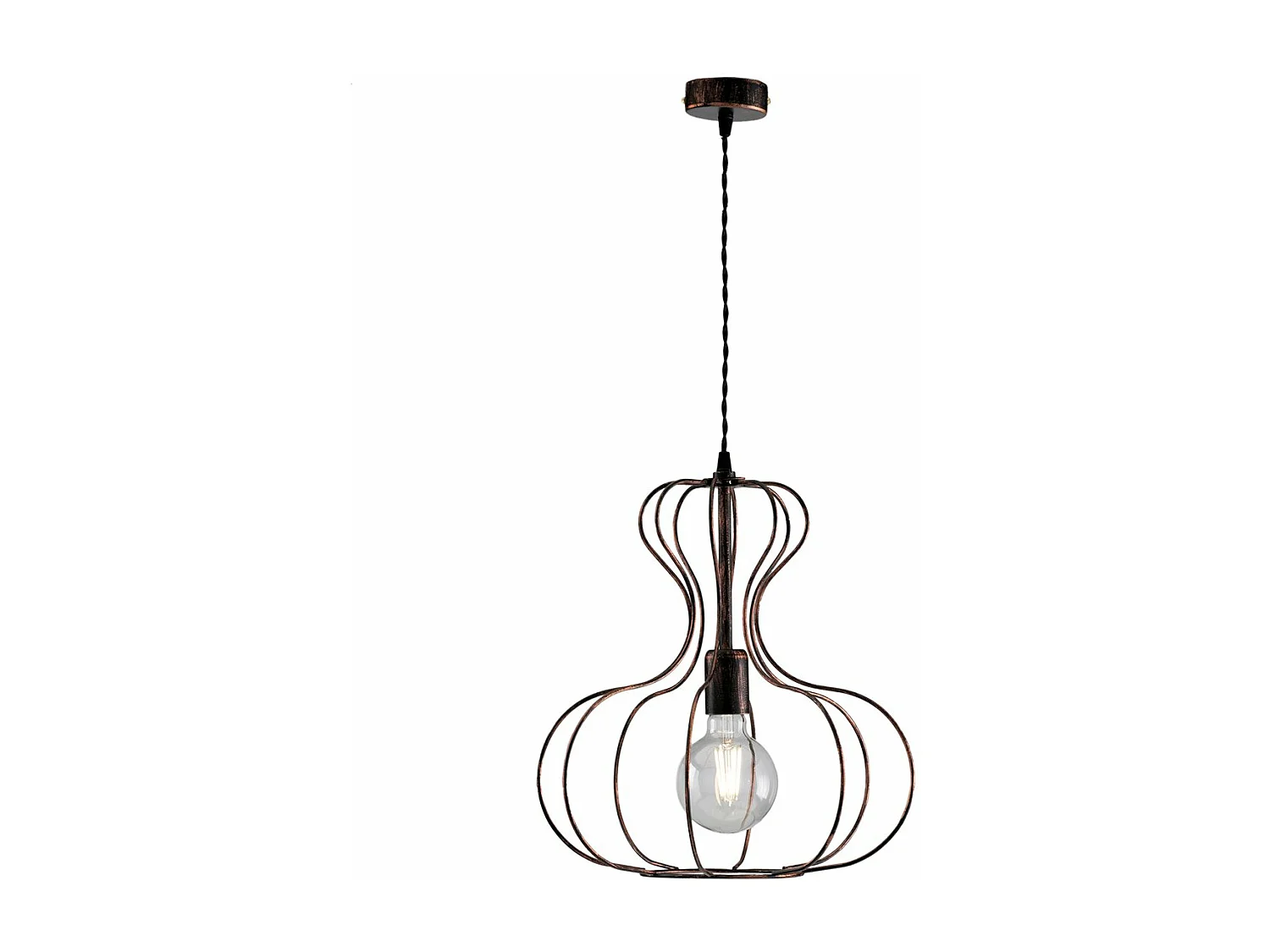 Sospensione Industrial Titty 1 Luce Ferro Laccato Nero E Rame