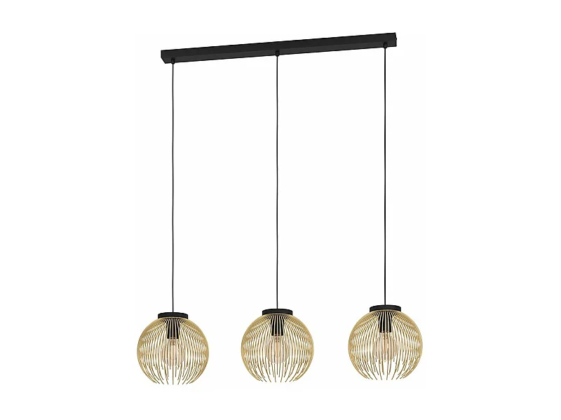 Lampadario Industrial Venezuela 3 Luci Acciaio Nero E Oro