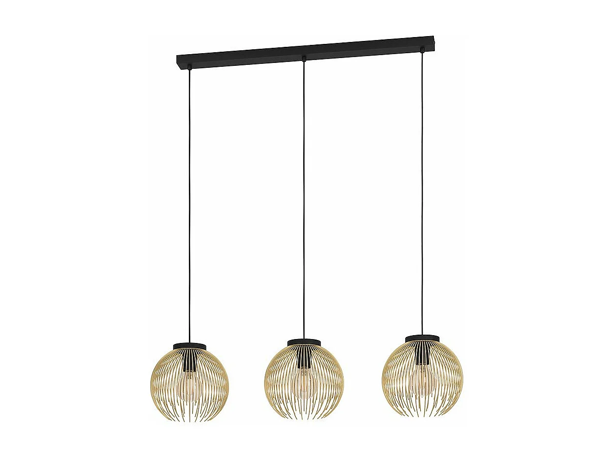 Lampadario Industrial Venezuela 3 Luci Acciaio Nero E Oro