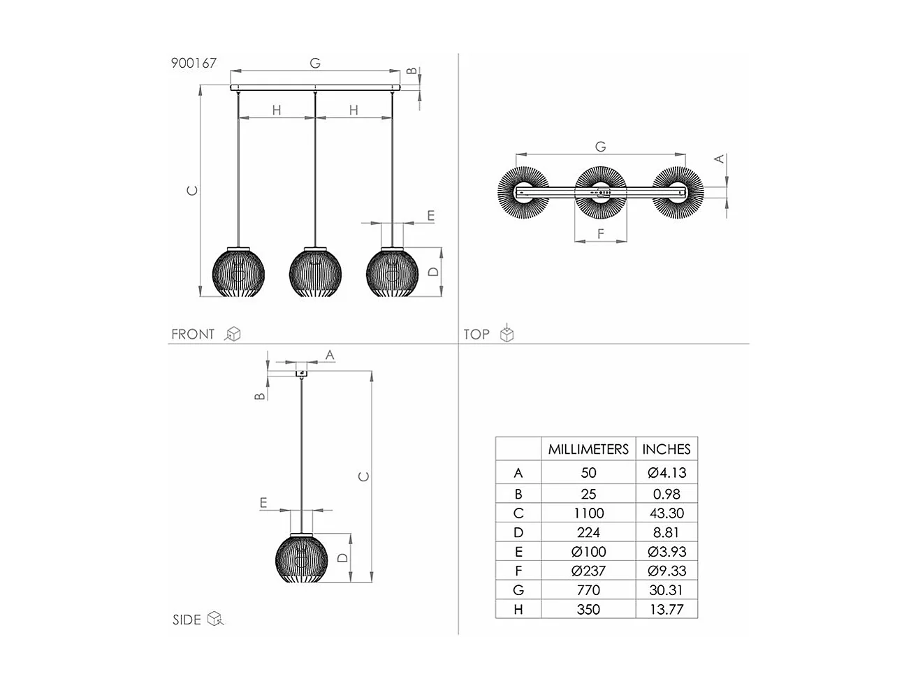 Lampadario Industrial Venezuela 3 Luci Acciaio Nero E Oro