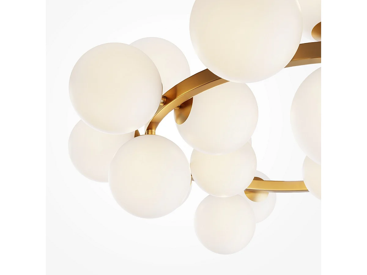Maytoni Dallas Moderna lámpara de techo colgante de globo de 25 luces dorada, pantalla blanca mate, G9