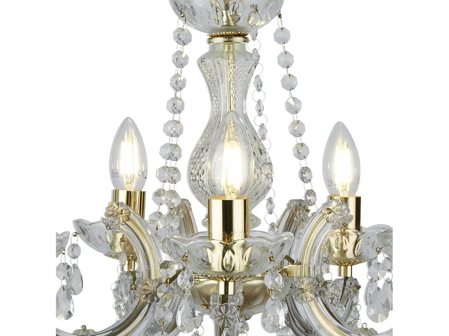 Searchlicht Marie Therese - 5 licht Crystal Kronleuchter aus poliertem Messing, E14