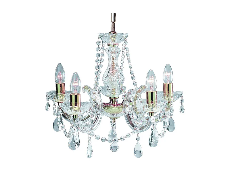 Searchlicht Marie Therese - 5 licht Crystal Kronleuchter aus poliertem Messing, E14