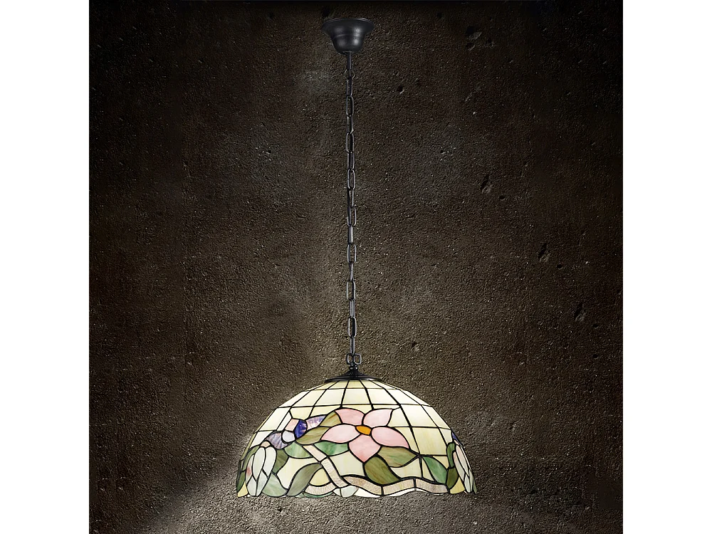 Lampadario Tiffany Vetro Multicolor Scuro 3 Luci E27
