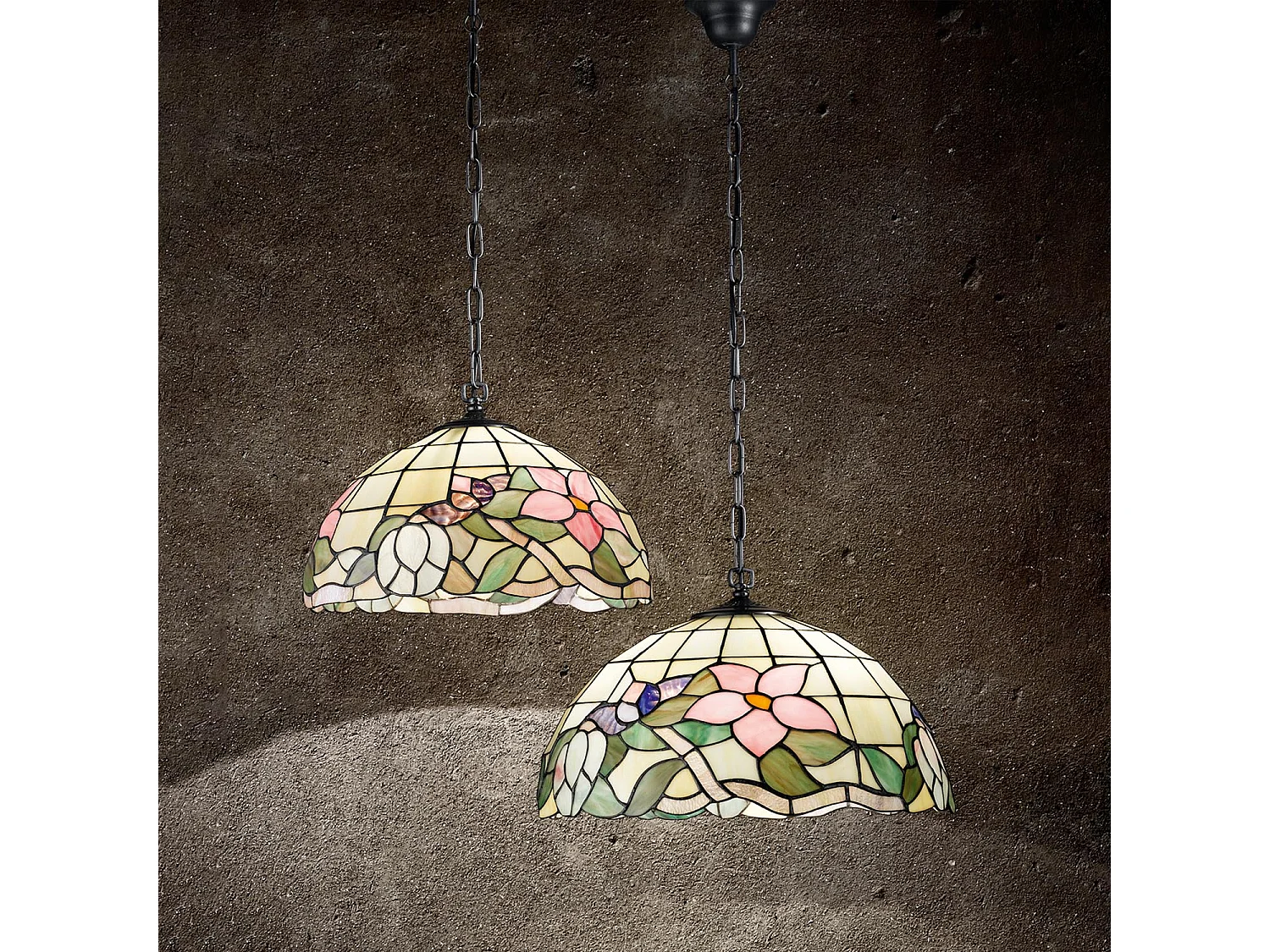 Lampadario Tiffany Vetro Multicolor Scuro 3 Luci E27