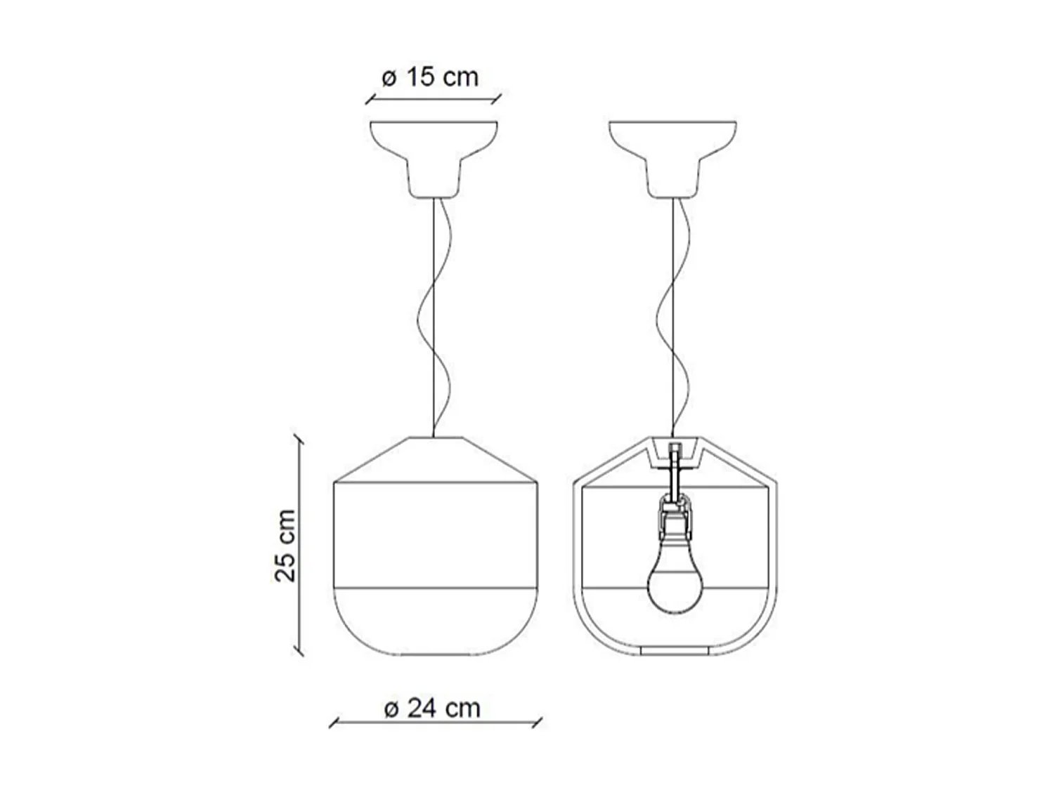 Sospensione Piccola Vintage Decò Bellota Ceramica Arancio Pesca 1 Luce E27