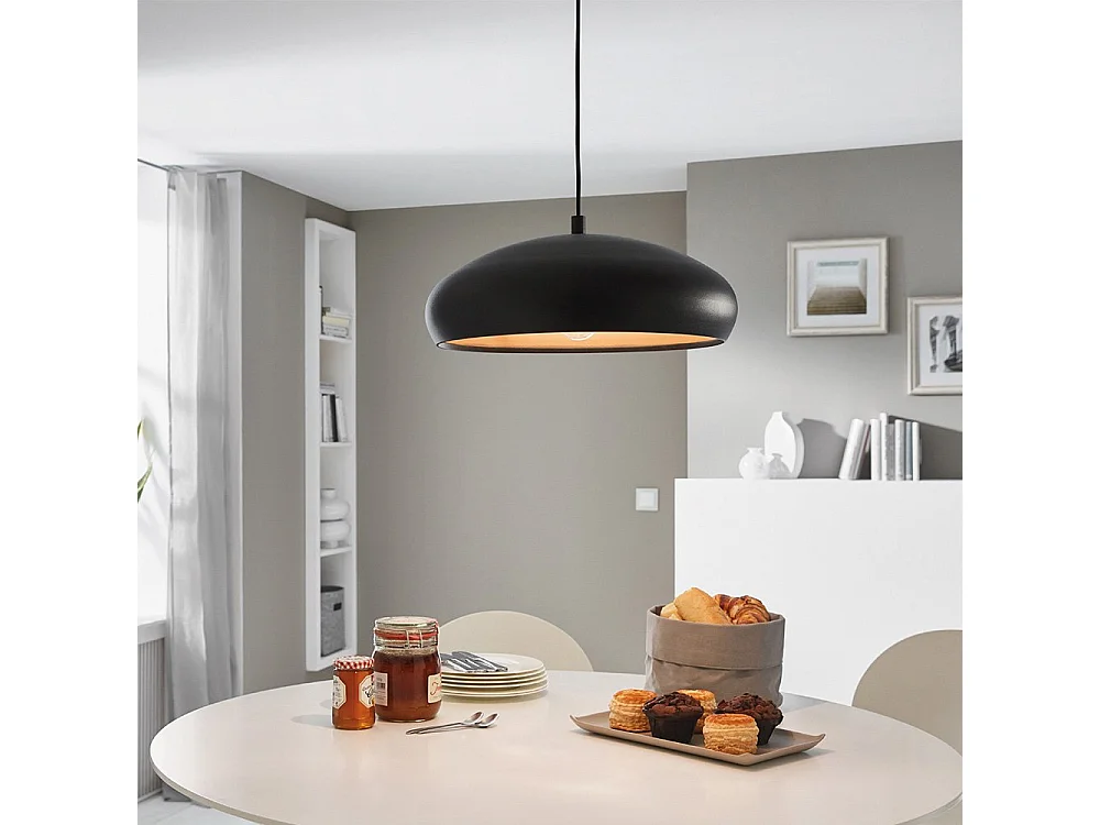 Lampadario Contemporaneo Mogano 1 Luce Acciaio Nero E Rame