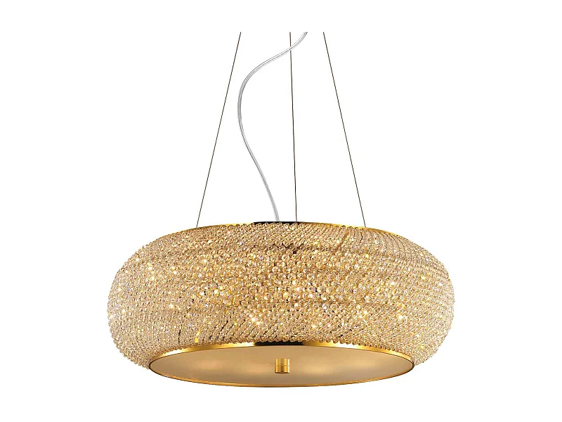 Ideal Lux Pasha' - Colgante de 10 luces de techo dorado con cristales, E14
