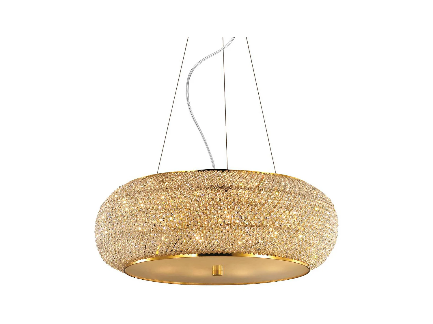 Ideal Lux Pasha' Plafonnier à 10 ampoules en or avec cristaux, E14