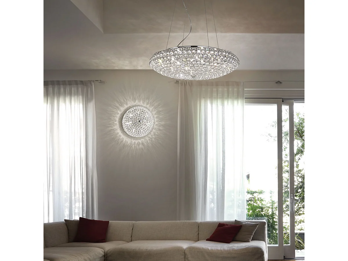 Ideal Lux King Grand luminaire suspendu à 12 ampoules au fini chrome, G9