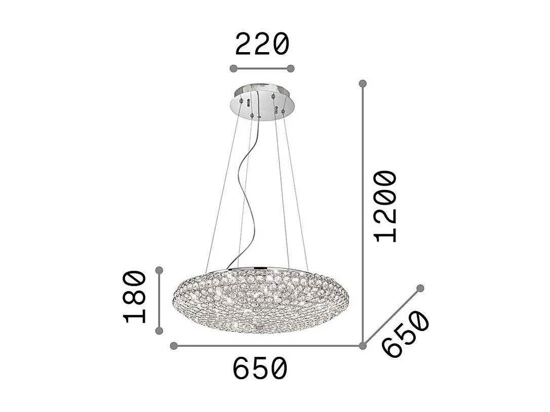 Ideal Lux King Grand luminaire suspendu à 12 ampoules au fini chrome, G9