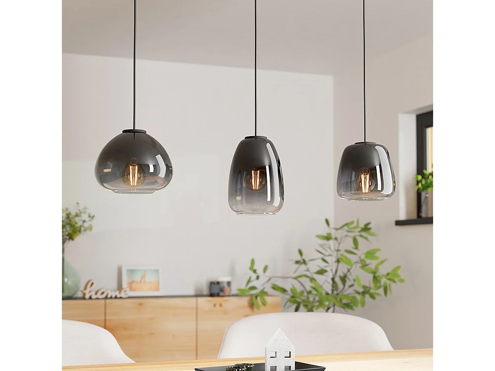 Lampadario Contemporaneo Aguilares 3 Luci Metallo Nero
