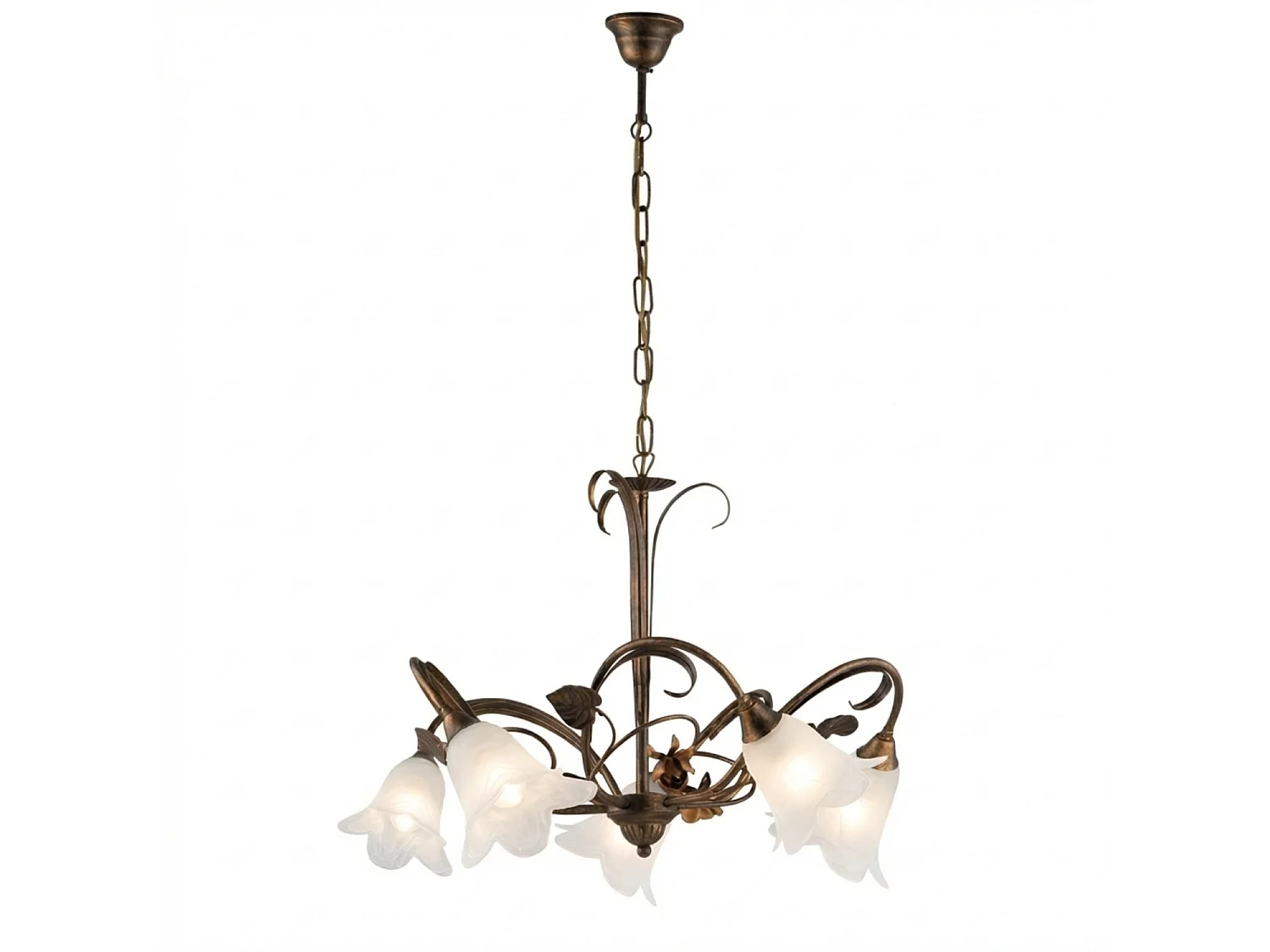 Lampadario Arte Povera Cestino 5 Luci Marrone e Bianco LuceArt Classic