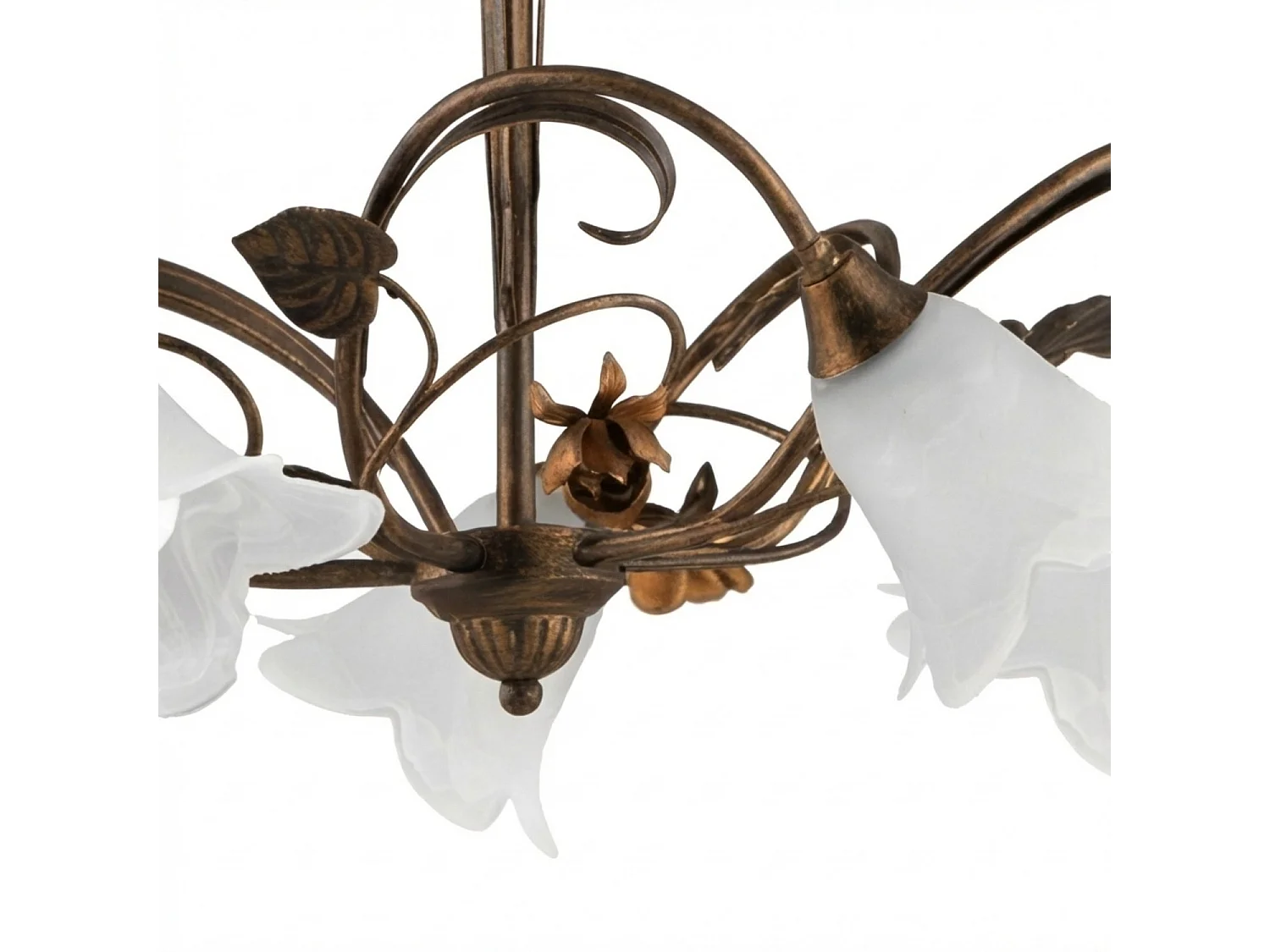 Lampadario Arte Povera Cestino 5 Luci Marrone e Bianco LuceArt Classic