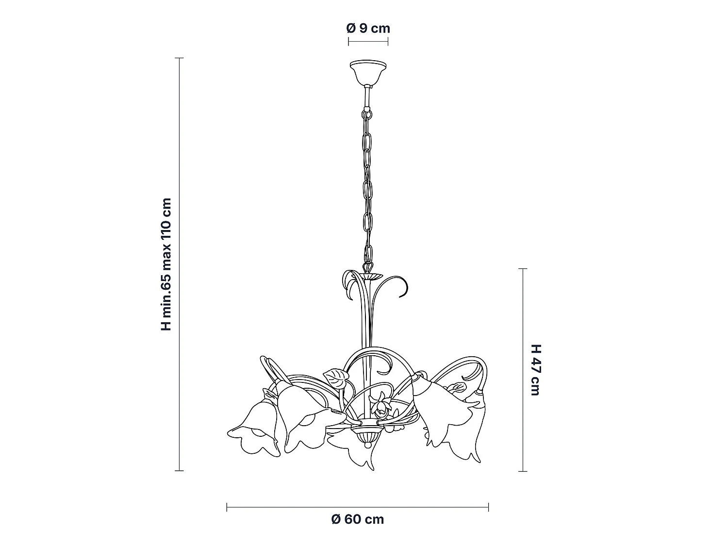 Lampadario Arte Povera Cestino 5 Luci Marrone e Bianco LuceArt Classic